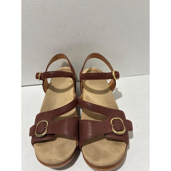 DANSKO Sandals Sandi Brown Leather Buckle Detail Platform Women's Sz 38 - Picture 2 of 7